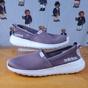 NWT Adidas Women's cloudfoam memory Lite Racer purple & white sz6 slip-on shoes